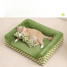 Comparer les prix de Lit chaud d'hiver amovible et lavable pour animaux de compagnie pour chiens moyens et grands avec du velours de petit lapin pour garder au chaud M  : 60 * 50 * H17cm beige