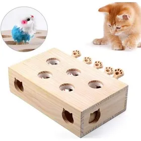 Comparer les prix de Jouet Interactif - Amusant - Bois - 9 Trous - Pour Chats - Stimule Instincts Naturels