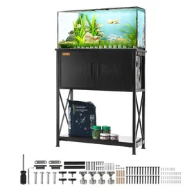 Meilleurs prix pour VEVOR Support pour Aquarium Charge 76 kg, Meuble pour Aquarium Aquariophilie 65x42x81 cm, en Acier et MDF, Support pour Réservoir de Reptiles avec Armoire de Rangement et Prise Électrique Intégrée