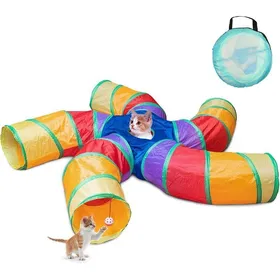 Meilleurs prix pour Tunnel dintérieur pour chat 5 grands tubes avec balle de jeu tunnel de jeu pliable en forme de S jouet dintérieur  trou