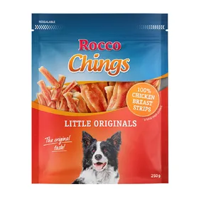 Comparer les prix de Rocco Chings Originals pour chien - blanc de poulet en lamelles courtes (250 g)