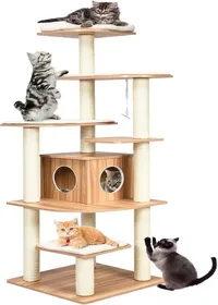 Meilleurs prix pour arbre à chat GIANTEX avec plateformes et colonnes en sisal, griffoir pour chat géant de hauteur 175 cm