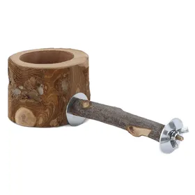 Meilleurs prix pour Perroquet Support en Bois Bâton Bol à Nourriture Sûr Non Toxique Durable Support en Bois Combinaison Bol à Nourriture pour brown