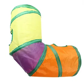 Meilleurs prix pour Tunnel pour chat 3 voies pliable interactif couleurs arc-en-ciel courbe à angle droit tube tunnel jouet pour multi