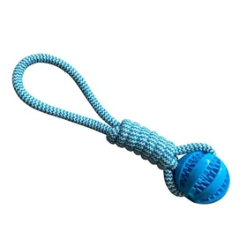Comparer les prix de Jouets interactifs pour chiens, balles avec corde à friandises et caoutchouc pour chiens de petite et moyenne taille, résistants aux morsures, nettoyage des dents des animaux bleu
