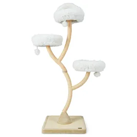 Comparer les prix de CostwayArbre à Chat 178 CM avec Cadre en Métal Incurvé Tour à Chat avec 3 Balles Suspendues 3 Perchoirs Griffoir en Sisal Beige