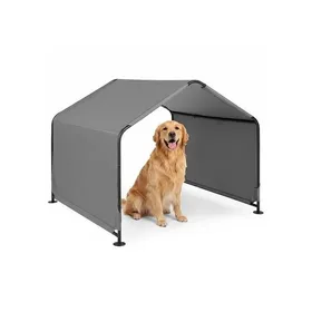 Comparer les prix de Niche dOmbre pour Chiens COSTWAY Maison pour Animaux de Compagnie avec Toit Imperméable Piquets pour Poules Lapins Bétail Gris