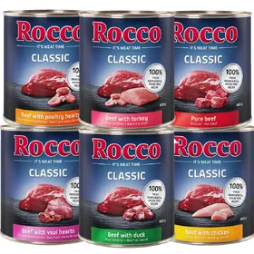 Comparer les prix de Lot mixte Rocco 6 x 800 g pour chien - Classic lot mixte II, 6 variétés