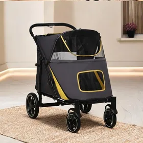 Meilleurs prix pour Poussette pliante pour chien et chat en acier classic gray 112 x 65 x 100 cm capacité jusquà 30 kg