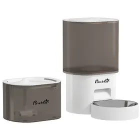 Comparer les prix de PawHut Ensemble de mangeoire et distributeur d'eau pour animaux de compagnie, mangeoire pour chat et fontaine d'eau, blanc