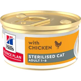 Meilleurs prix pour Hill’s Science Plan Sterilised Adult Mousse poulet pour chat adulte stérilisé - Lot de 4x 12x85g