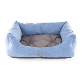 Meilleurs prix pour Martin-Sellier - Corbeille Domino Pour Chien - Suédine Gris & Bleu (70cm X 60cm)