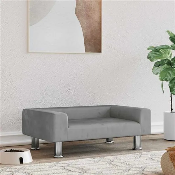 vidaXL Lit pour chien gris clair 70x45x26,5 cm velours – photo 2