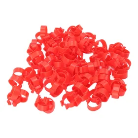Meilleurs prix pour 100pcs Anneaux de Pattes de Volaille Plastique PP Réutilisables Bandes de Jambe pour Poulet Canard Oie pour Identification Rouge 16mm / 0.6in rouge